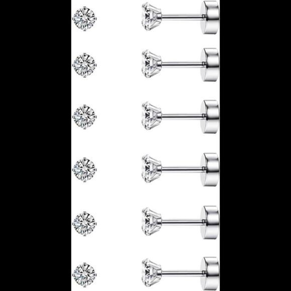 20G Cartilage Earring Stud for Women Men 316L Surgical Steel Flat Back Earrings - Picture 1 of 7
